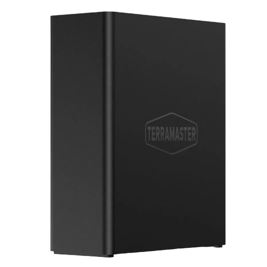 Hình ảnh render trong suốt của NAS TerraMaster F8 SSD Plus, cho thấy các khe cắm SSD bên trong