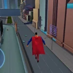 Hình ảnh Superman bay lượn trong game Superman: Shadow of Apokolips, một tựa game hành động hấp dẫn.