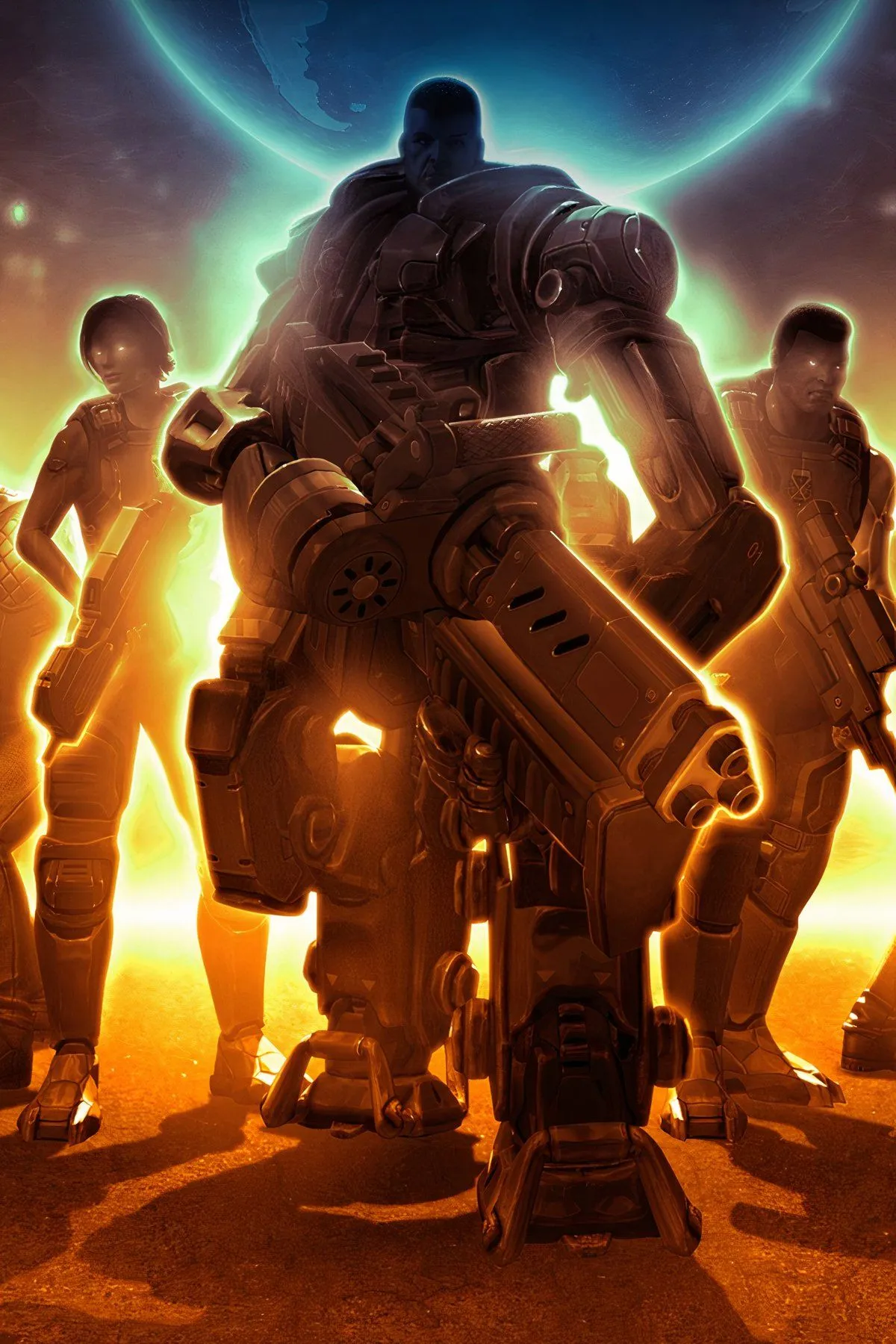 Hình ảnh tổng hợp từ trò chơi X-COM: UFO Defense, hiển thị giao diện chiến thuật theo lượt với các đơn vị X-COM và người ngoài hành tinh trong môi trường chiến đấu.