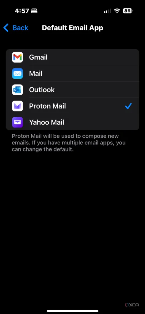 Hoàn tất cài đặt Proton Mail làm mặc định trên iPhone