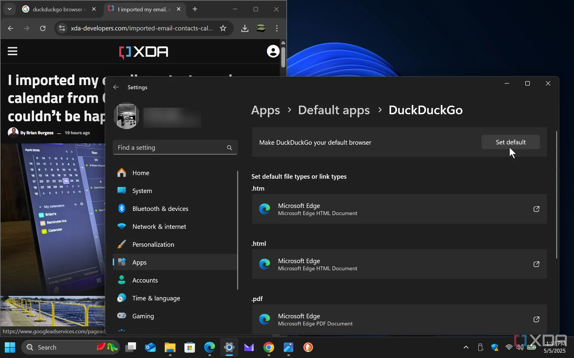 Hướng dẫn đặt trình duyệt mặc định trên Windows 11 thông qua cài đặt ứng dụng