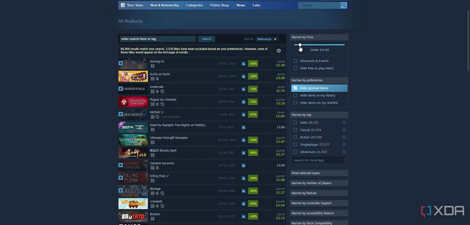 Hướng dẫn sử dụng bộ lọc tìm kiếm trên Steam để tìm game giảm giá