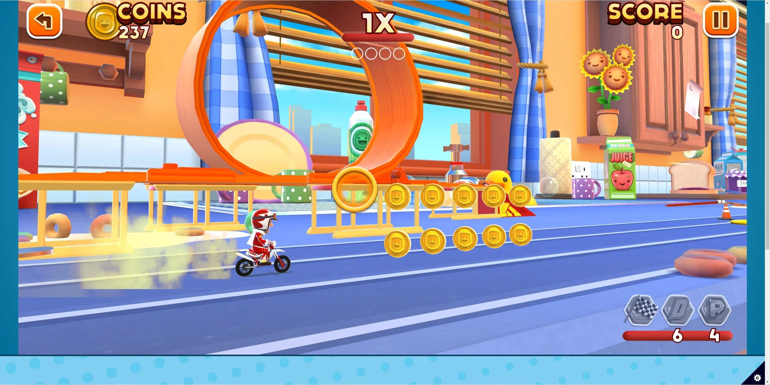 Joe Danger Infinity, một game người đóng thế vui nhộn của Hello Games, đang được chơi trên trình duyệt web.
