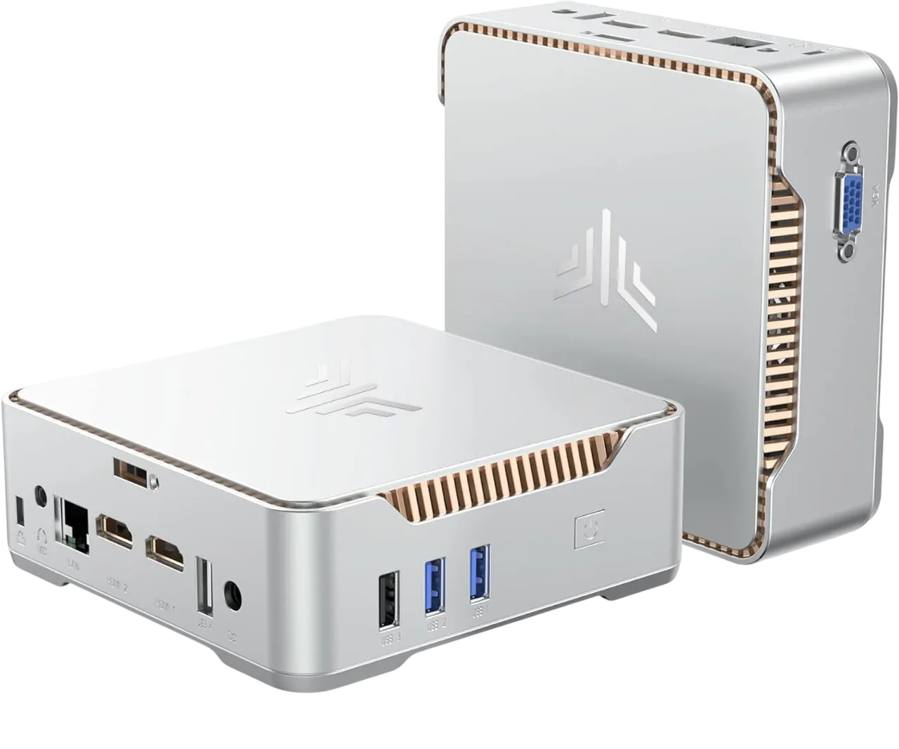 Kamrui GK3Plus Mini PC đặt trên bàn làm việc, thể hiện sự nhỏ gọn và tiện lợi