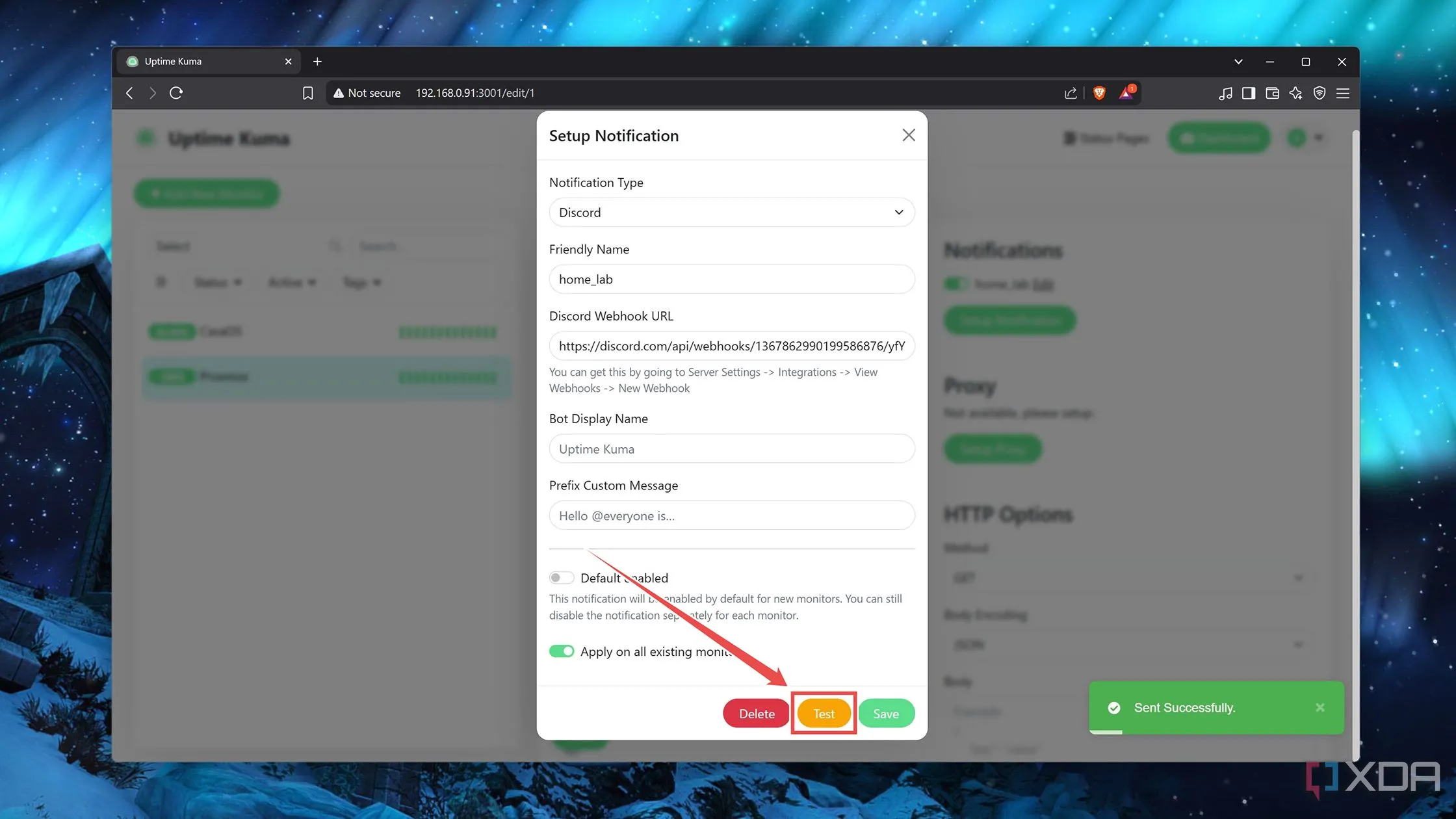 Kiểm tra thông báo cảnh báo từ Uptime Kuma trên Discord
