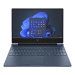 Laptop gaming HP Victus 15 (Intel 2023) phiên bản màu xanh nổi bật, nhìn từ mặt trước, cho thấy thiết kế chuyên nghiệp và hiện đại.