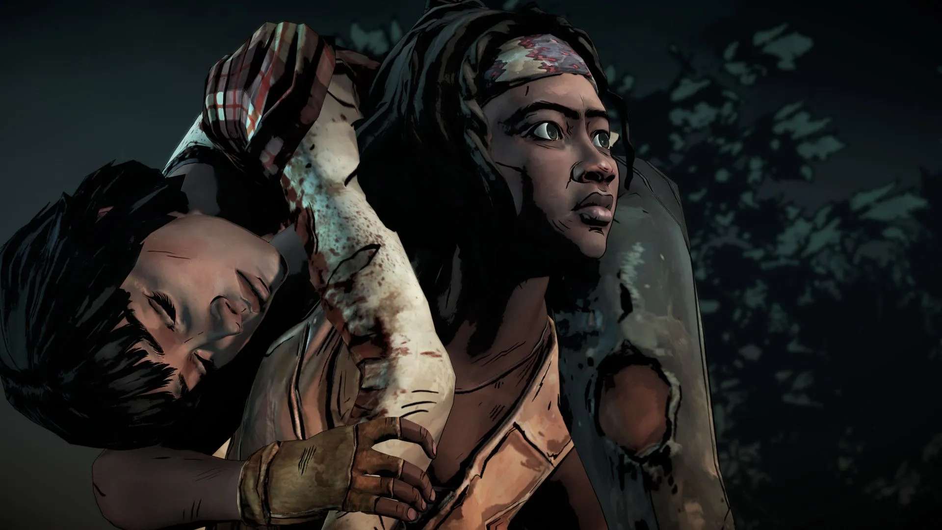 Lee Everett và Clementine trong một khoảnh khắc cảm động của The Walking Dead Telltale