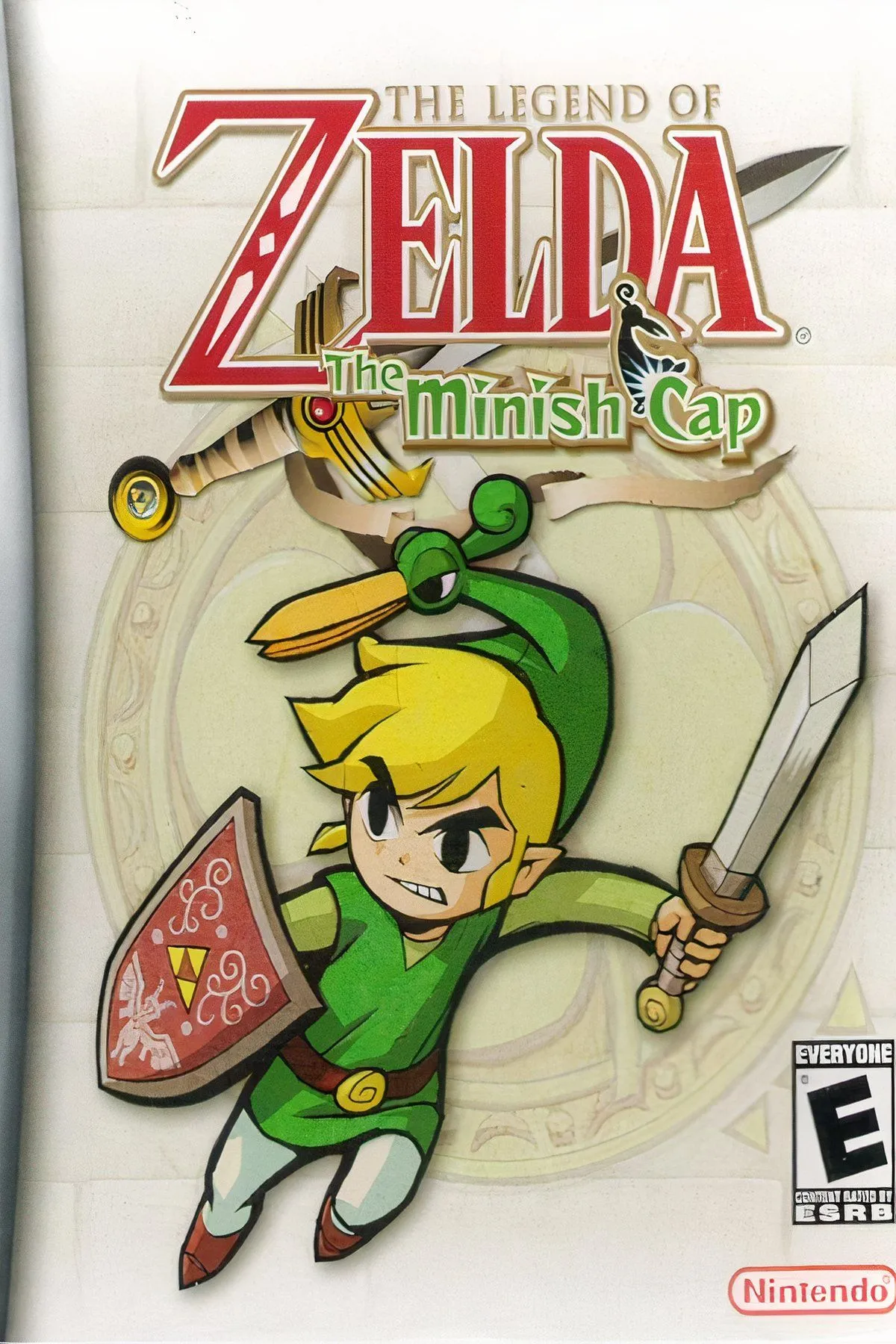 Link trong The Legend of Zelda The Minish Cap, thu nhỏ lại cạnh một cây nấm khổng lồ.