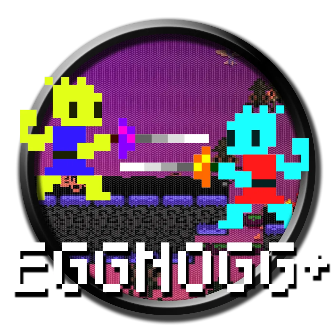Logo game Eggnogg+, trò chơi đấu kiếm pixel retro