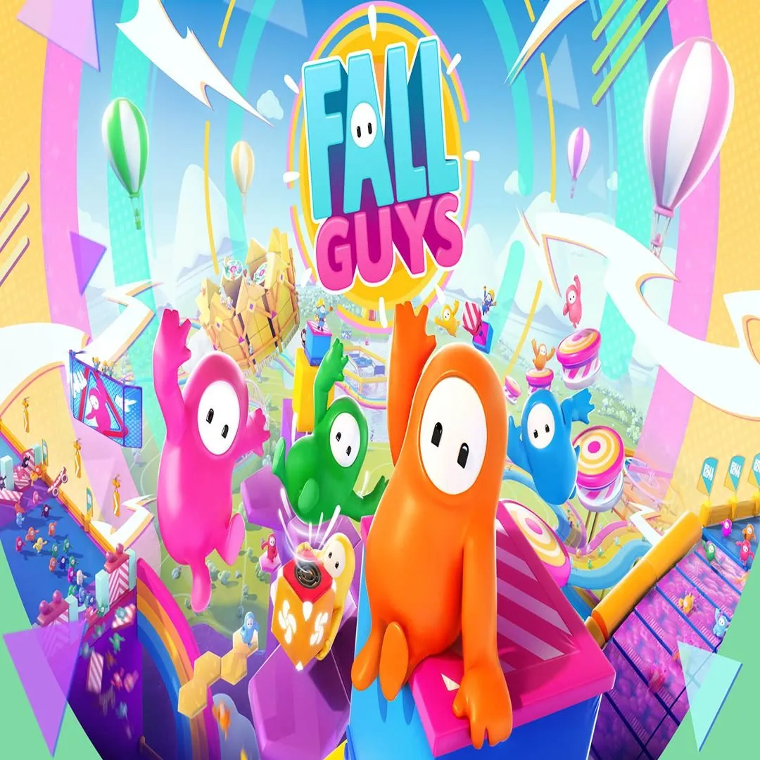 Logo game Fall Guys - trận đấu vui nhộn của những hạt đậu nhiều màu sắc