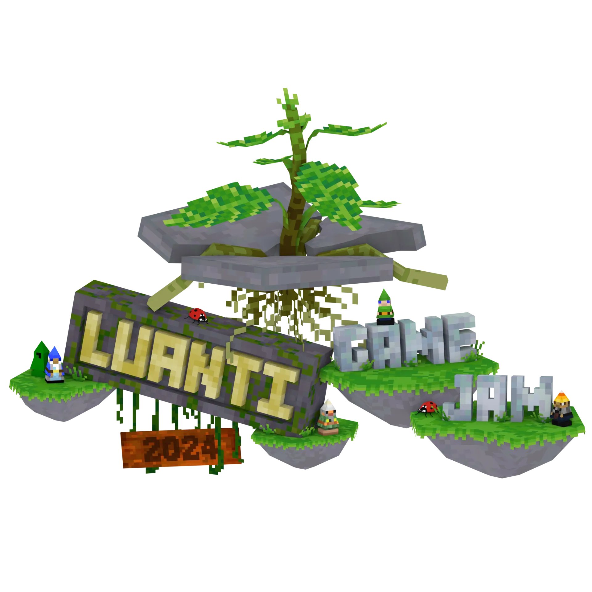 Logo Luanti với hình khối vuông và phong cách game sandbox