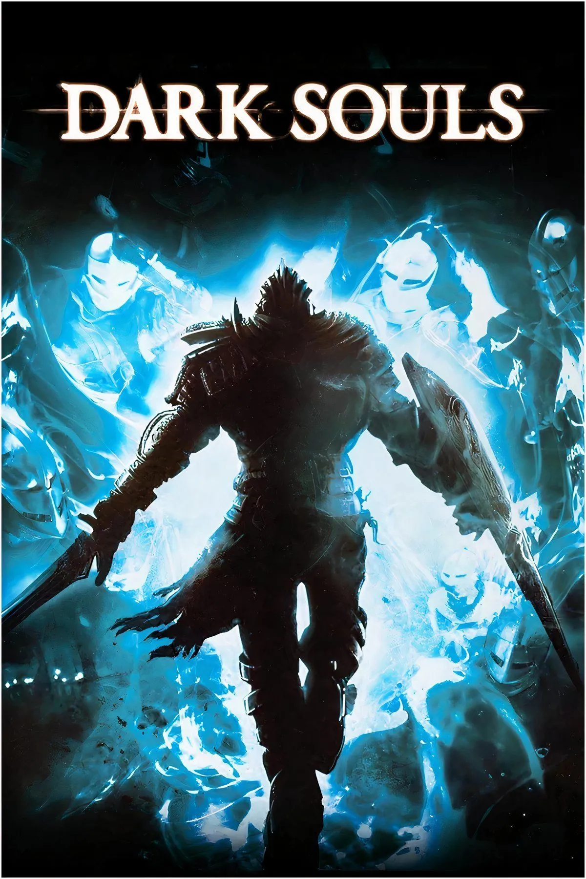 Logo và khung cảnh u ám đặc trưng của tựa game Dark Souls.