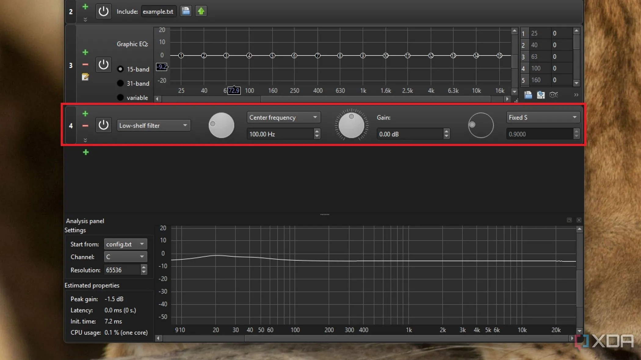 Low-shelf filter đã được thêm vào Equalizer APO