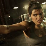 Lucia đang tập quyền anh trong phòng gym tại Grand Theft Auto VI