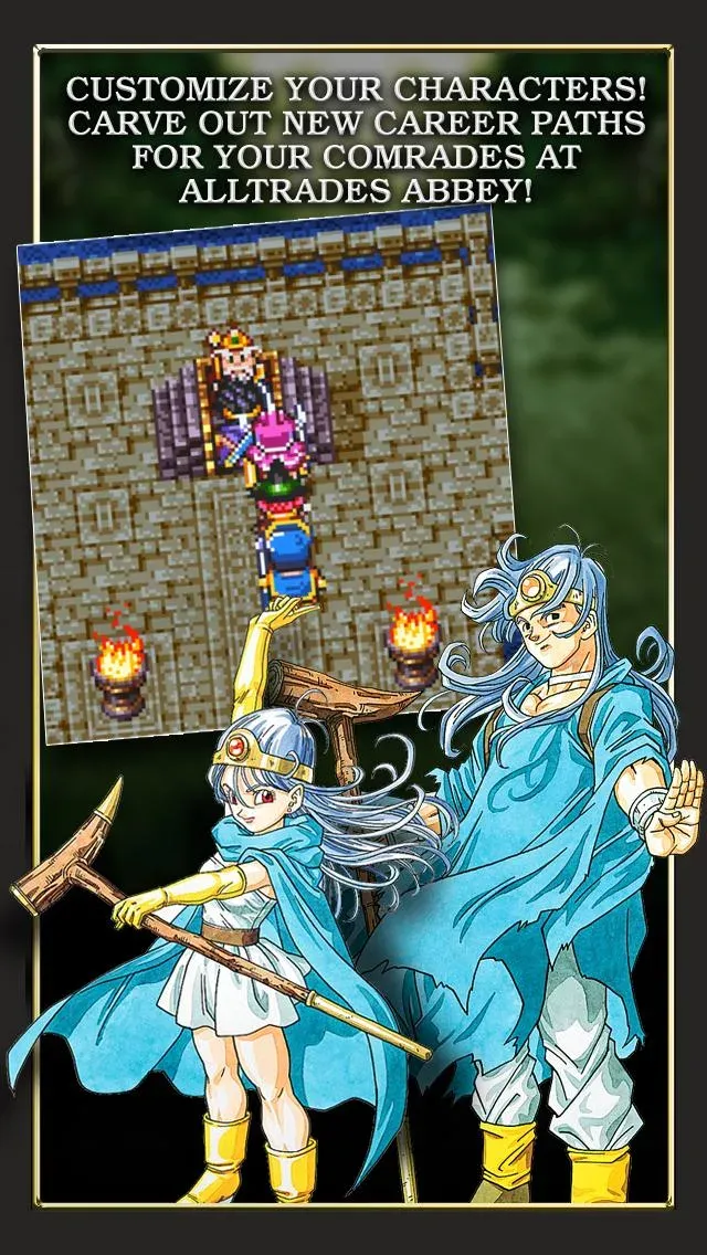 Màn hình bản đồ thế giới của Dragon Quest III, hiển thị các địa điểm và con đường.