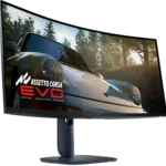 Màn hình cong QD-OLED Alienware AW3425DW màu đen với thiết kế viền mỏng