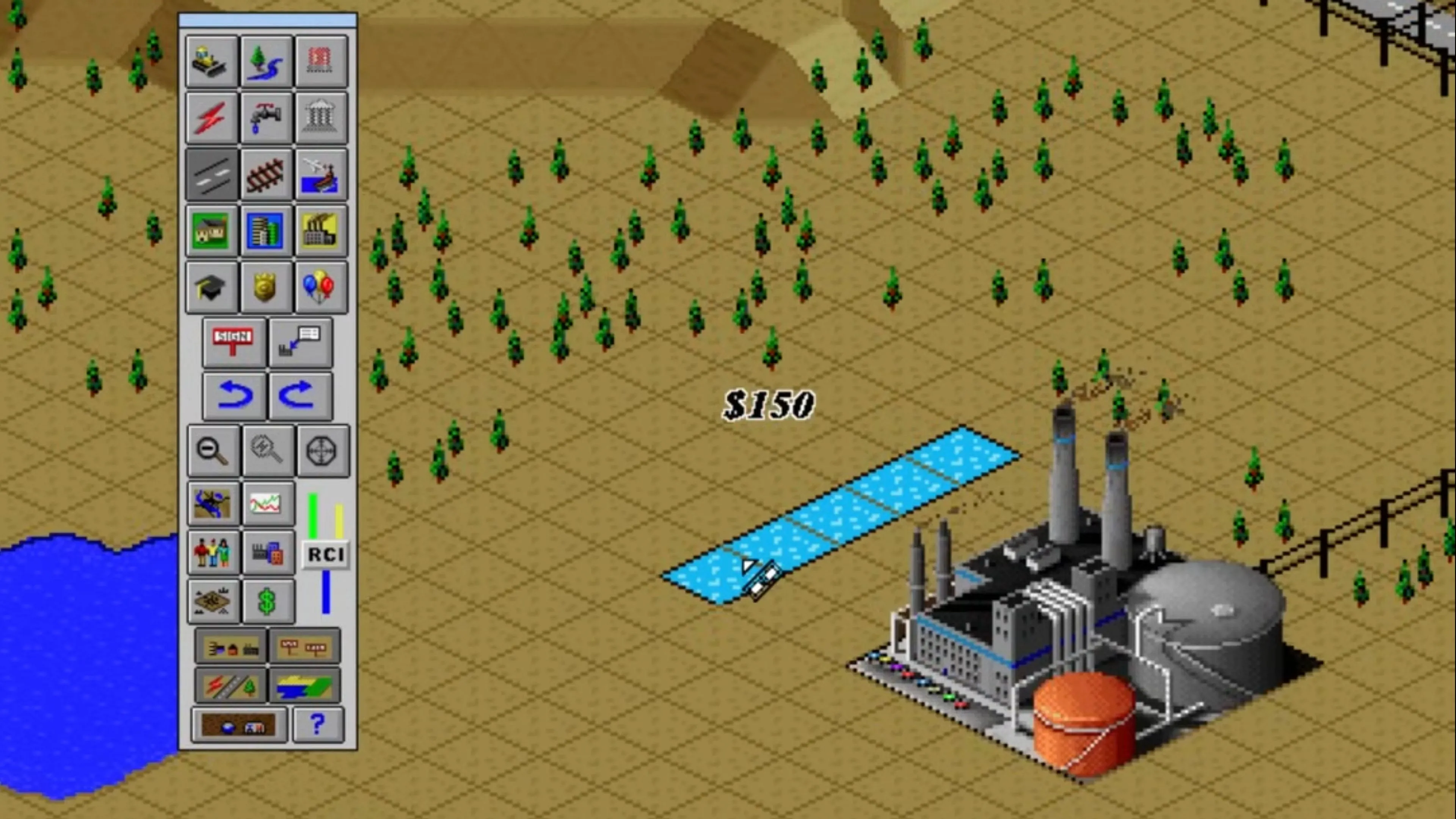 Màn hình gameplay của Sim City 2000, minh họa khả năng xây dựng và quản lý thành phố phức tạp, khẳng định vị thế của nó là một game chiến thuật kinh điển.