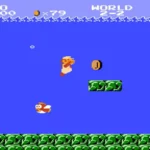 Màn hình gameplay của tựa game Super Mario Bros. trên hệ máy NES.