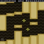 Màn hình gameplay của VVVVVV với Captain Viridian điều khiển trọng lực qua các chướng ngại vật pixel art.