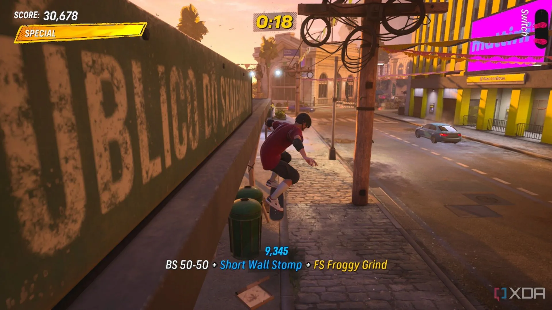 Màn hình hiển thị Tony Hawk đang thực hiện chuỗi combo phức tạp trong game Tony Hawk's Pro Skater 3+4