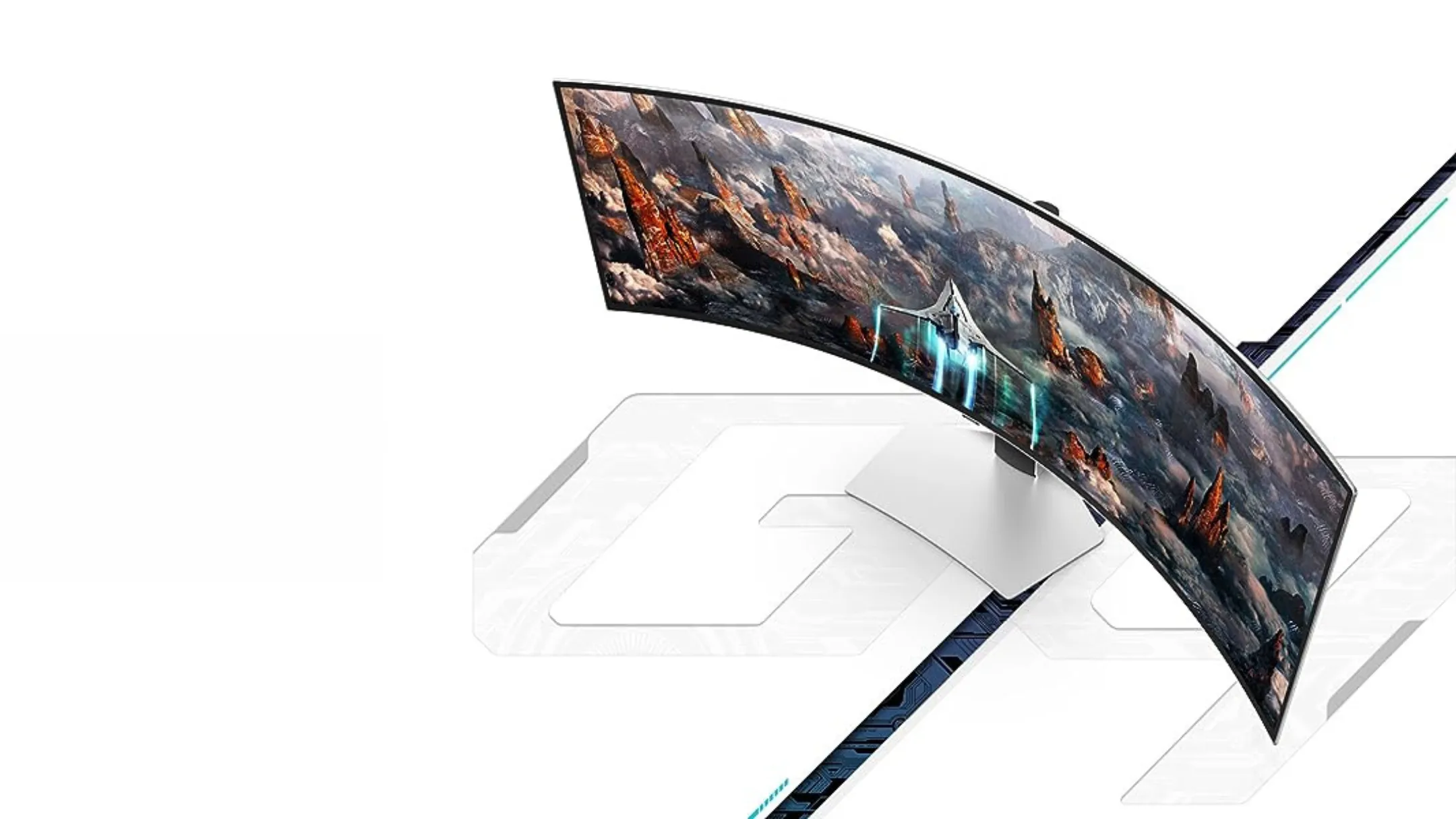 Màn hình Samsung Odyssey OLED 49 inch G93SC trên bàn làm việc
