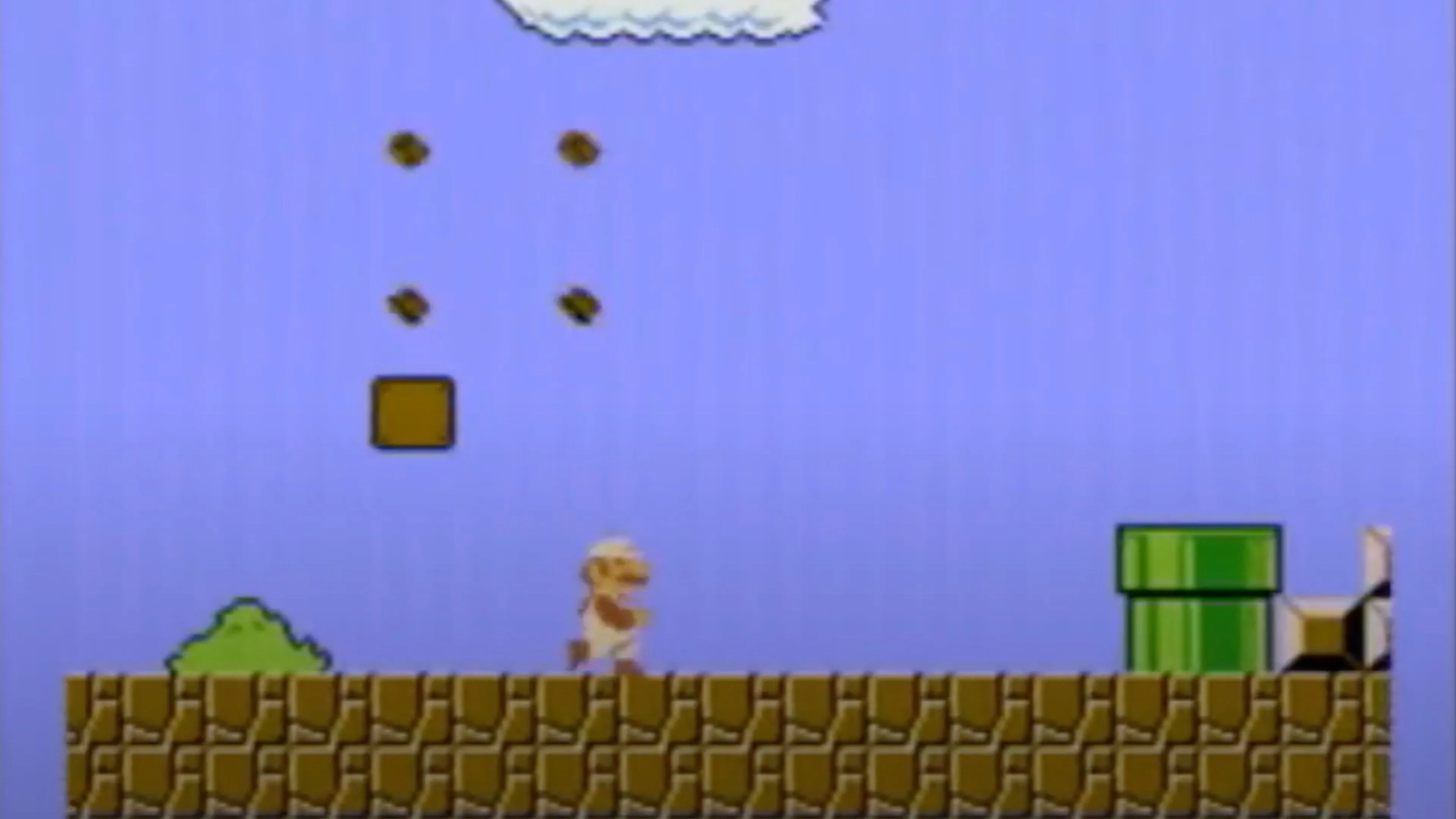 Mario chạy trên các bậc thang trong Super Mario Bros., với những con Koopa Troopa.