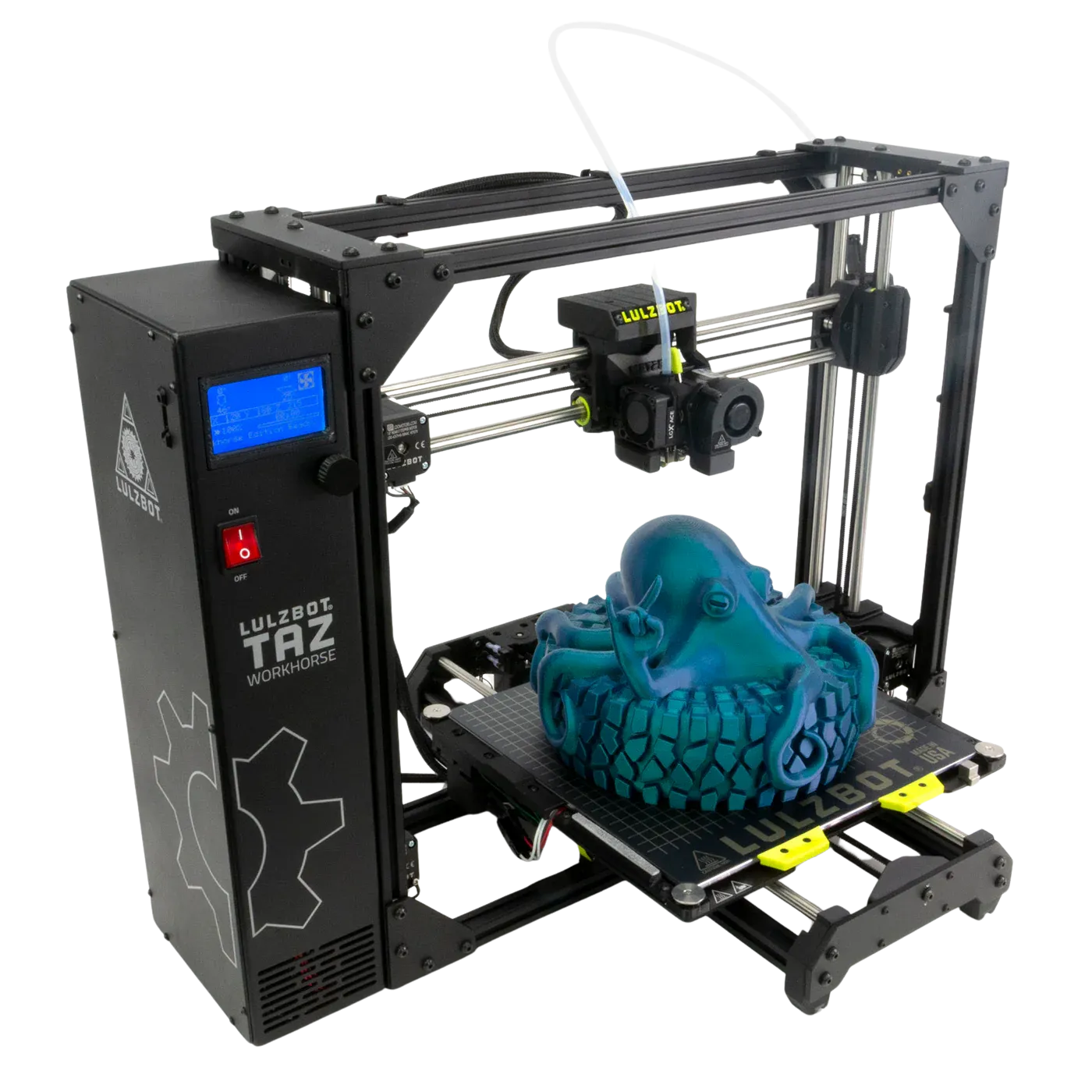 Máy in 3D LulzBot TAZ Workhorse với khung máy chắc chắn, phù hợp cho sản xuất chuyên nghiệp.