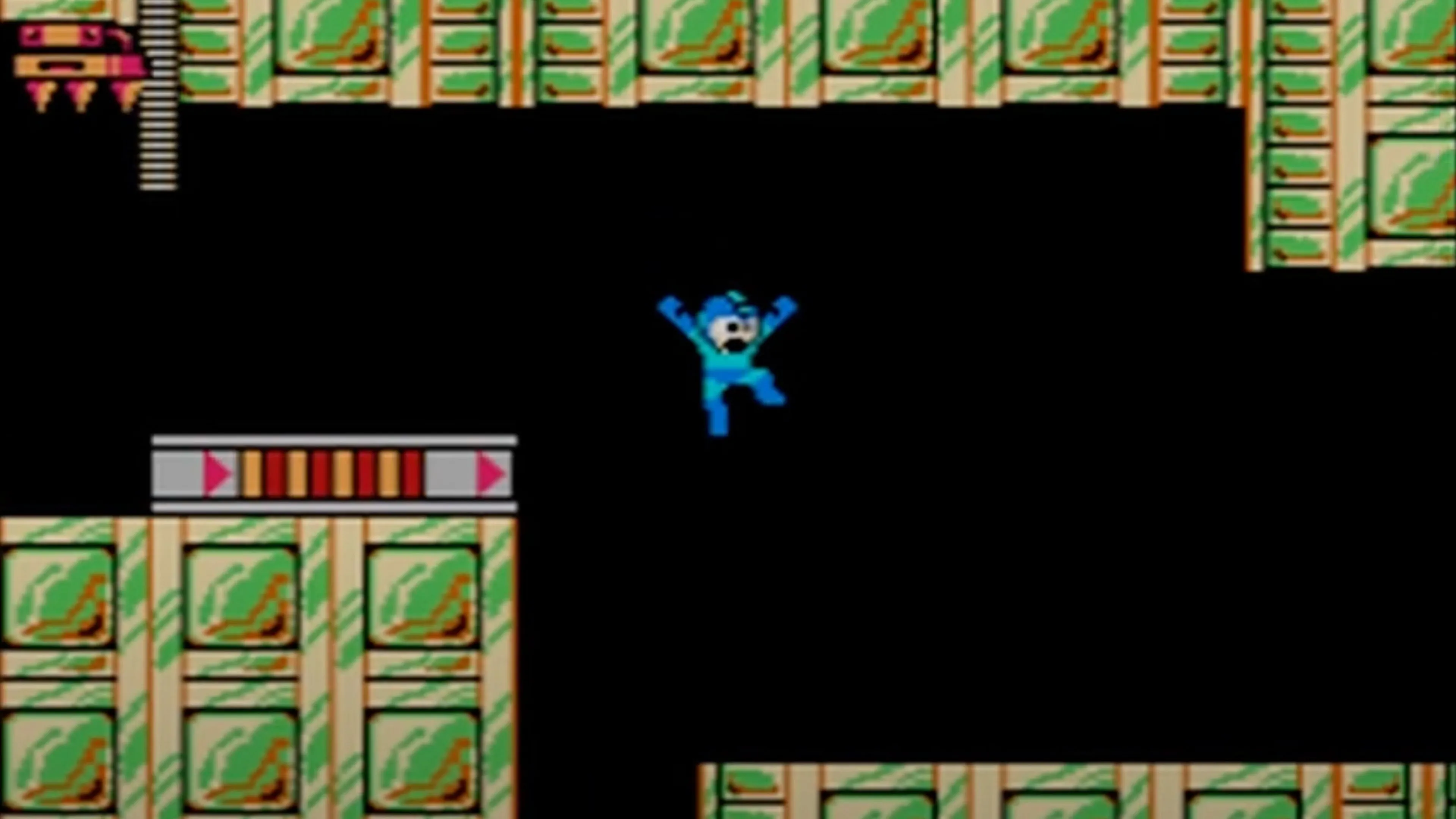 Mega Man đối mặt với Metal Man trong một trận đấu boss đầy kịch tính trong Mega Man 2.