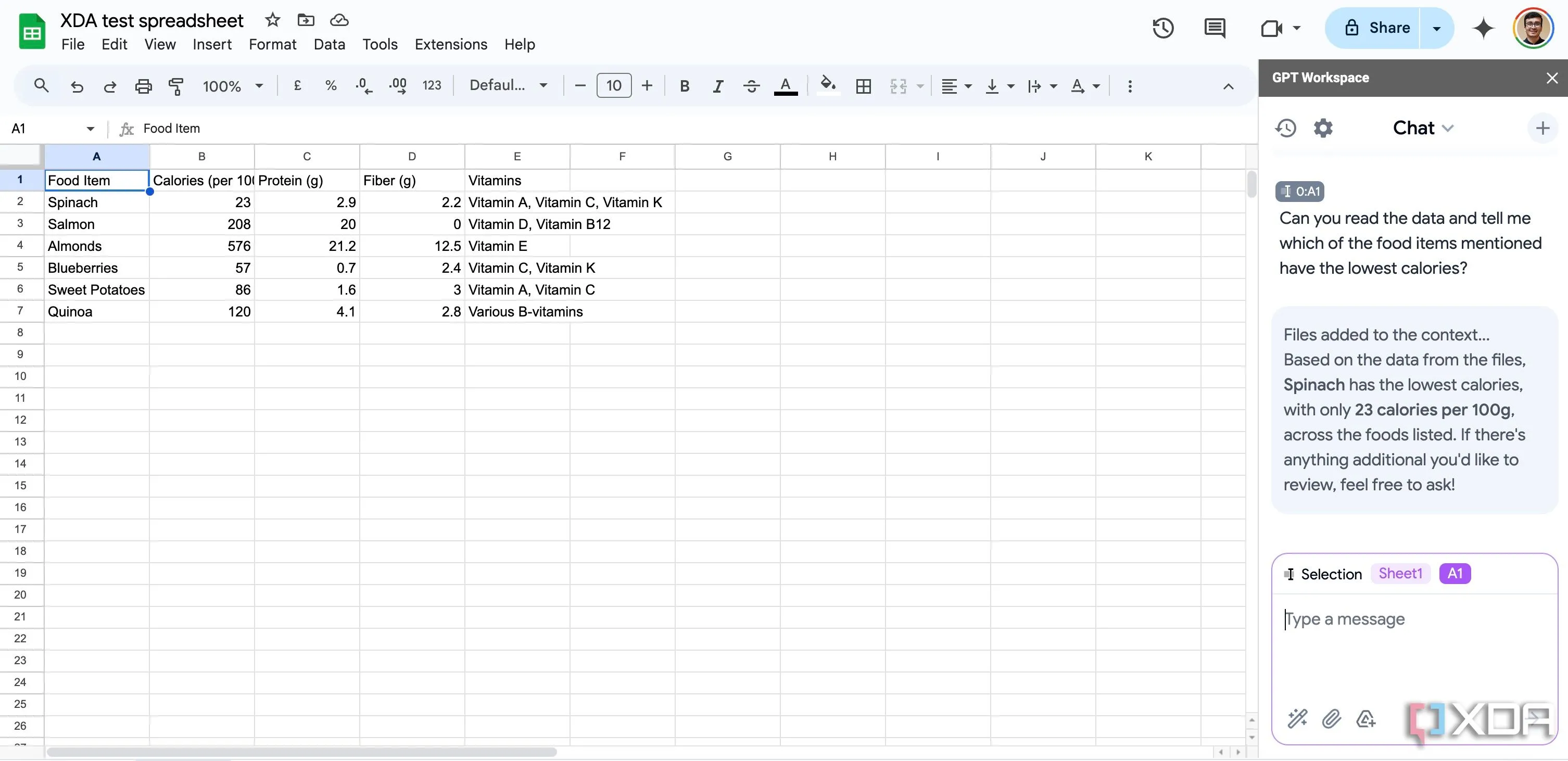 Minh họa tính năng GPT trong Google Sheets hỗ trợ công việc văn phòng