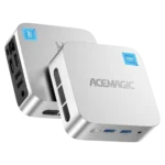 Mini PC ACEMAGICIAN màu đen gọn nhẹ đặt trên bàn làm việc