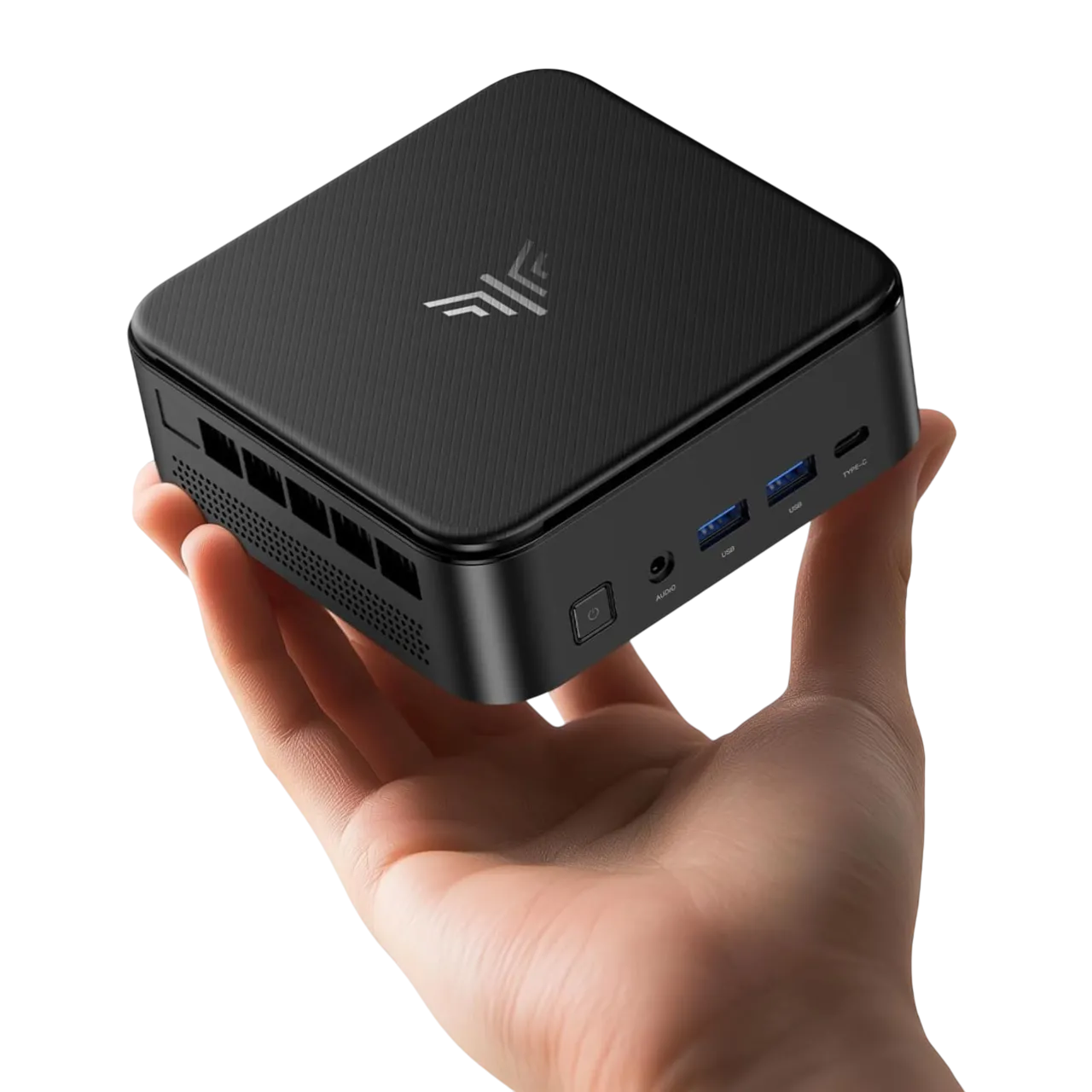 Mini PC KAMRUI nhỏ gọn với thiết kế hiện đại và đèn LED nổi bật