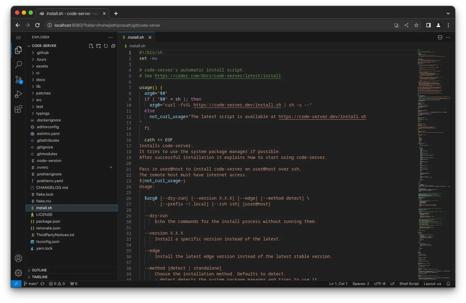 Môi trường phát triển VS Code Server chạy trong trình duyệt thông qua Docker