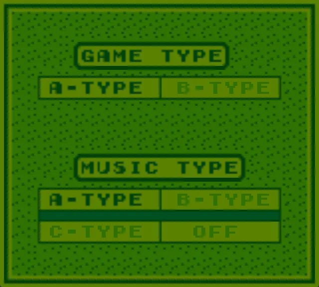 Một cảnh chơi game Tetris trên Game Boy, hiển thị điểm số và cấp độ.