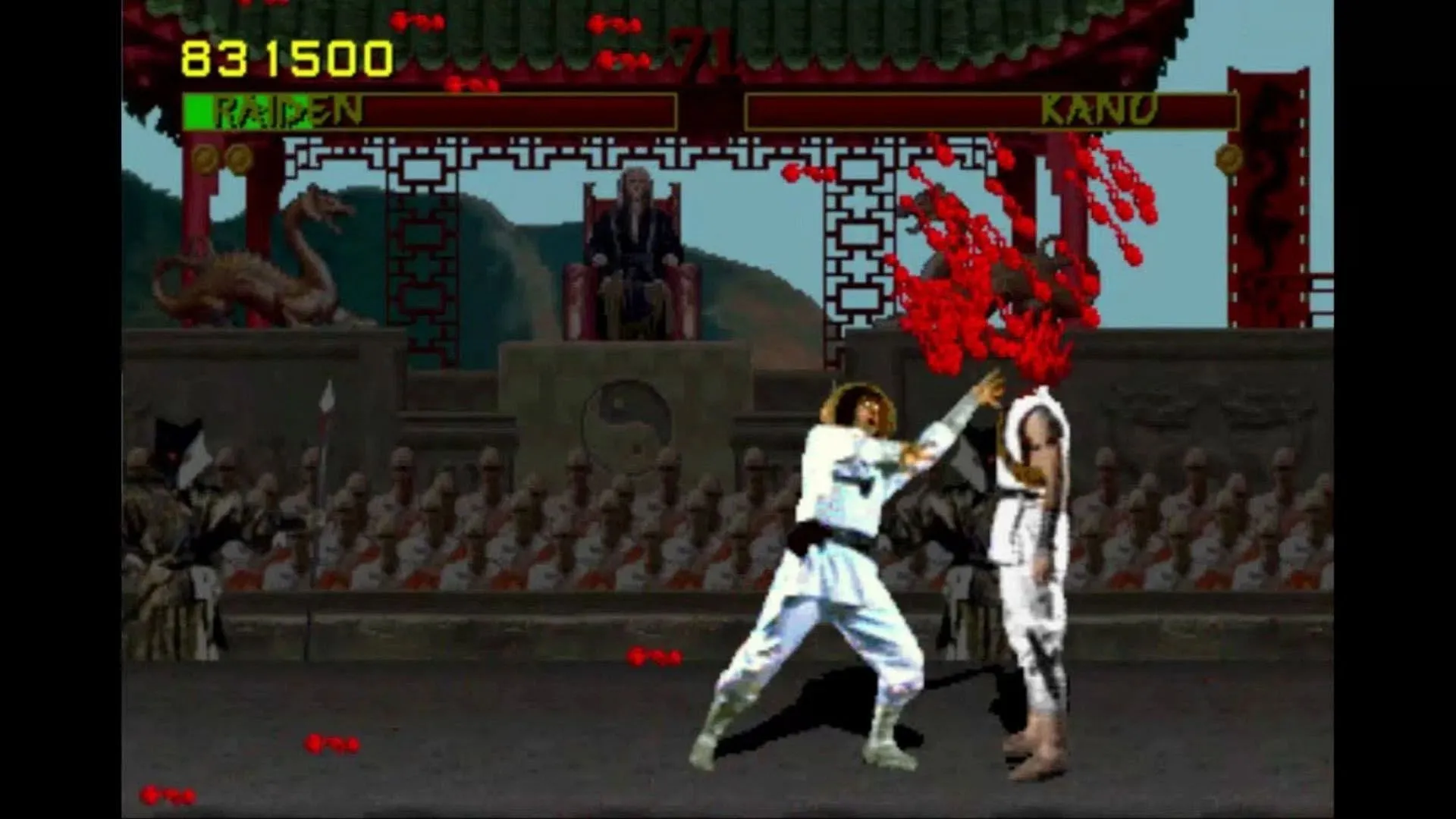 Một cảnh Fatality trong game Mortal Kombat, ví dụ điển hình gây tranh cãi về bạo lực trong trò chơi điện tử.