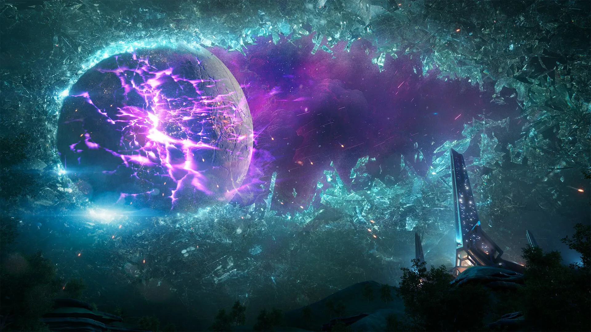 Một cảnh quan ngoài hành tinh rộng lớn trong Borderlands 4