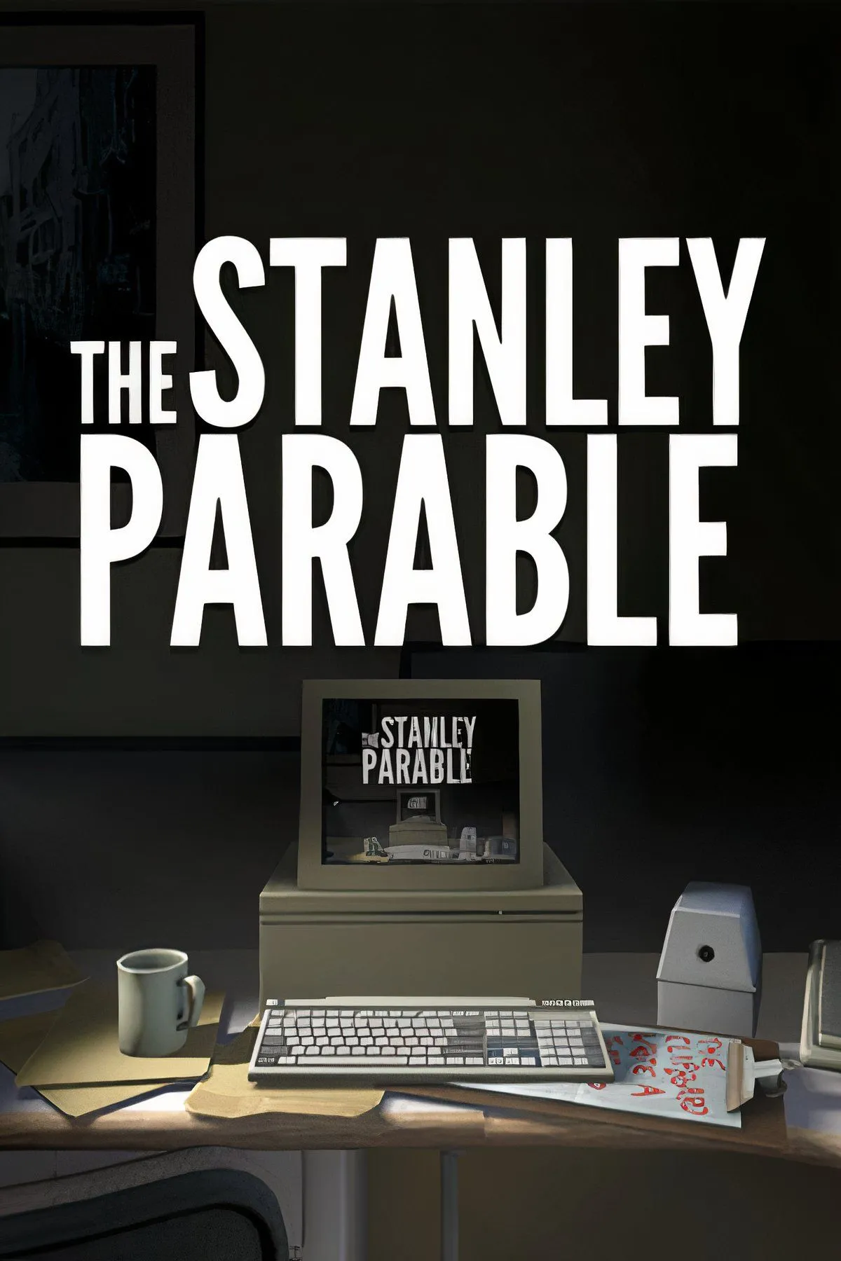 Một cảnh trong game The Stanley Parable, thể hiện phong cách đồ họa độc đáo của trò chơi kể chuyện