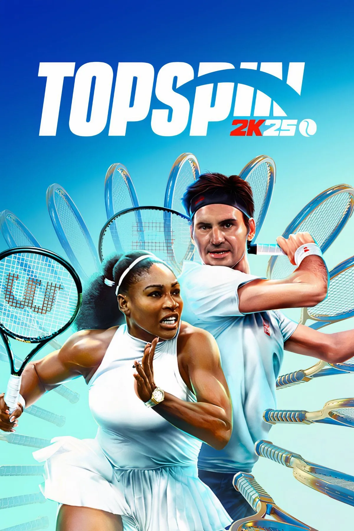 Một vận động viên quần vợt trong game TopSpin 2K25 đang thực hiện cú đánh trên sân, minh họa đồ họa chi tiết của game.