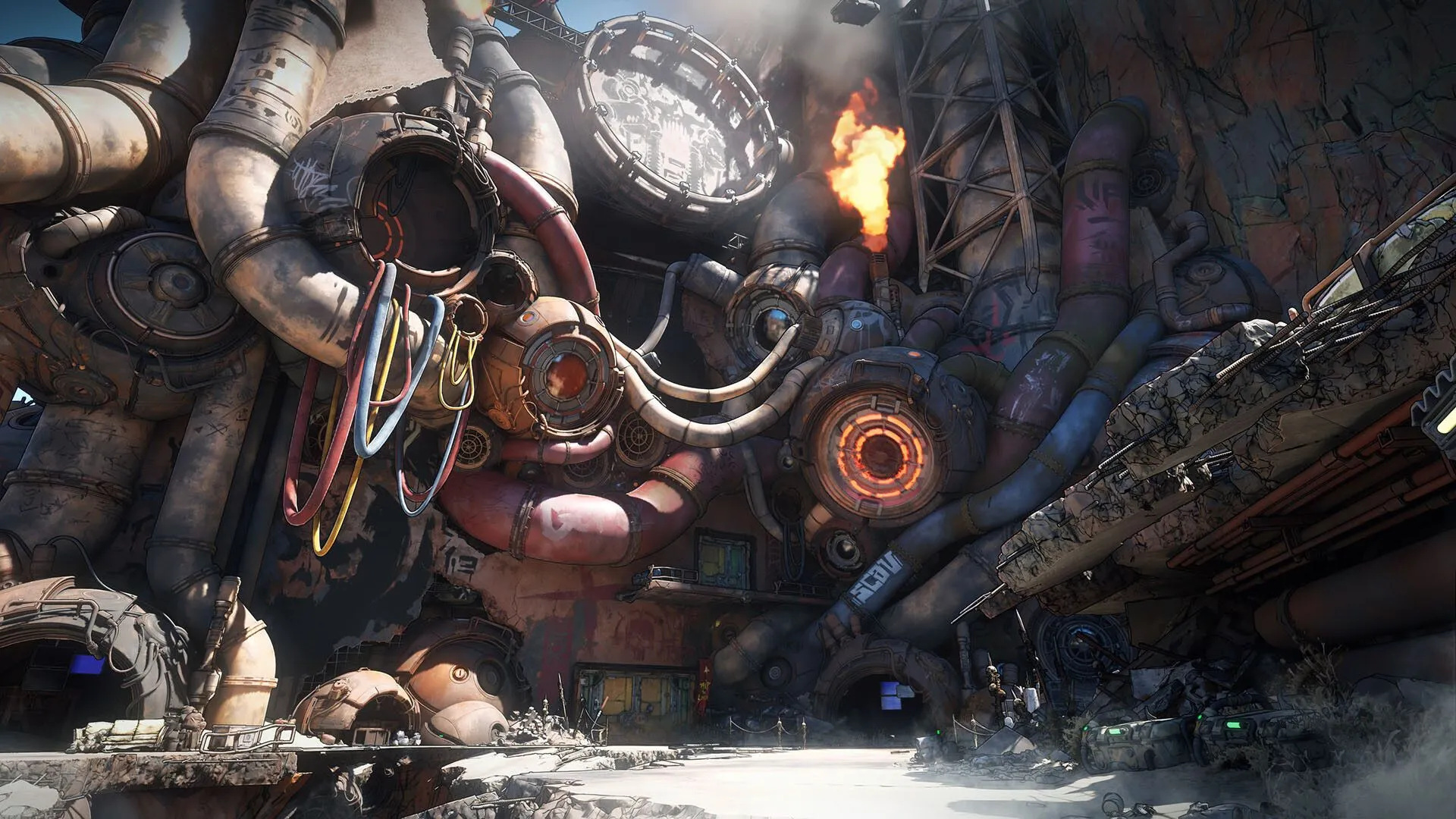 Một Vault Hunter đối mặt với kẻ thù robot khổng lồ trong Borderlands 4