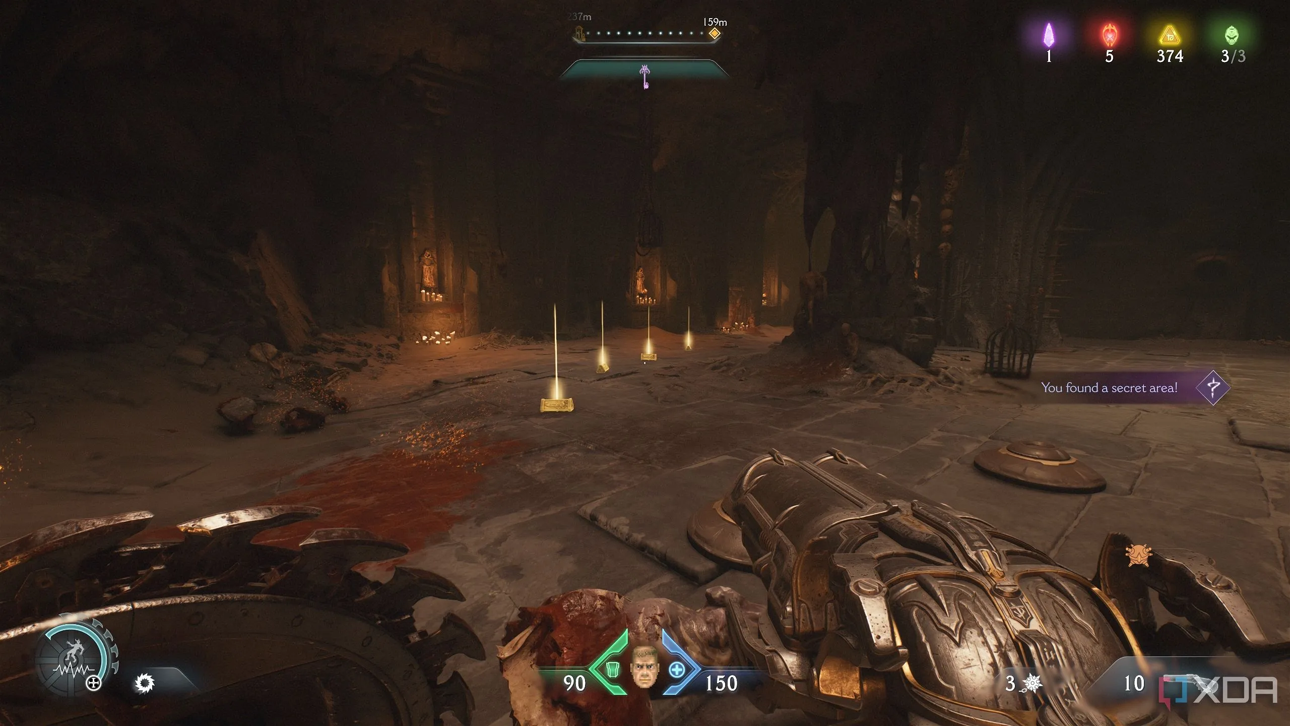 Một vệt thỏi vàng trong khu vực bí mật 8 của Doom The Dark Ages.