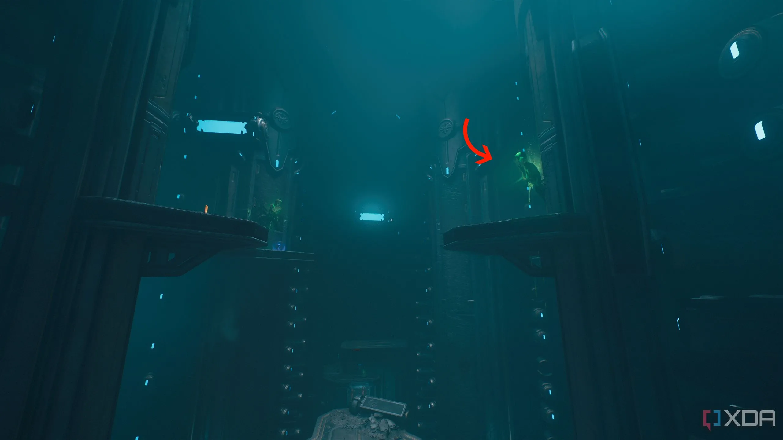 Mũi tên chỉ nút thịt xanh trong Doom: The Dark Ages