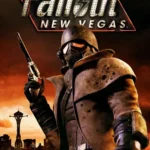 Người lính mũ giáp T-51 Power Armor nhìn về phía Vòng quay Ferris bị phá hủy trong Fallout: New Vegas, biểu tượng của sự sống sót trong thế giới hậu tận thế.
