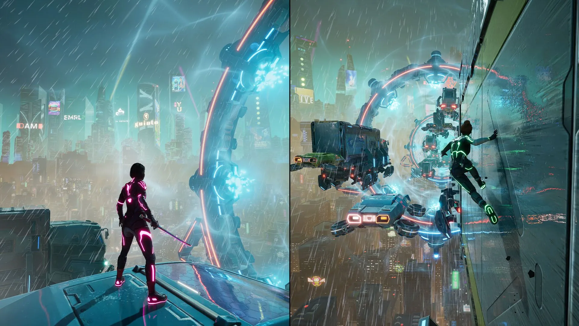 Nhân vật game Split Fiction sử dụng khả năng đặc biệt trong môi trường độc đáo