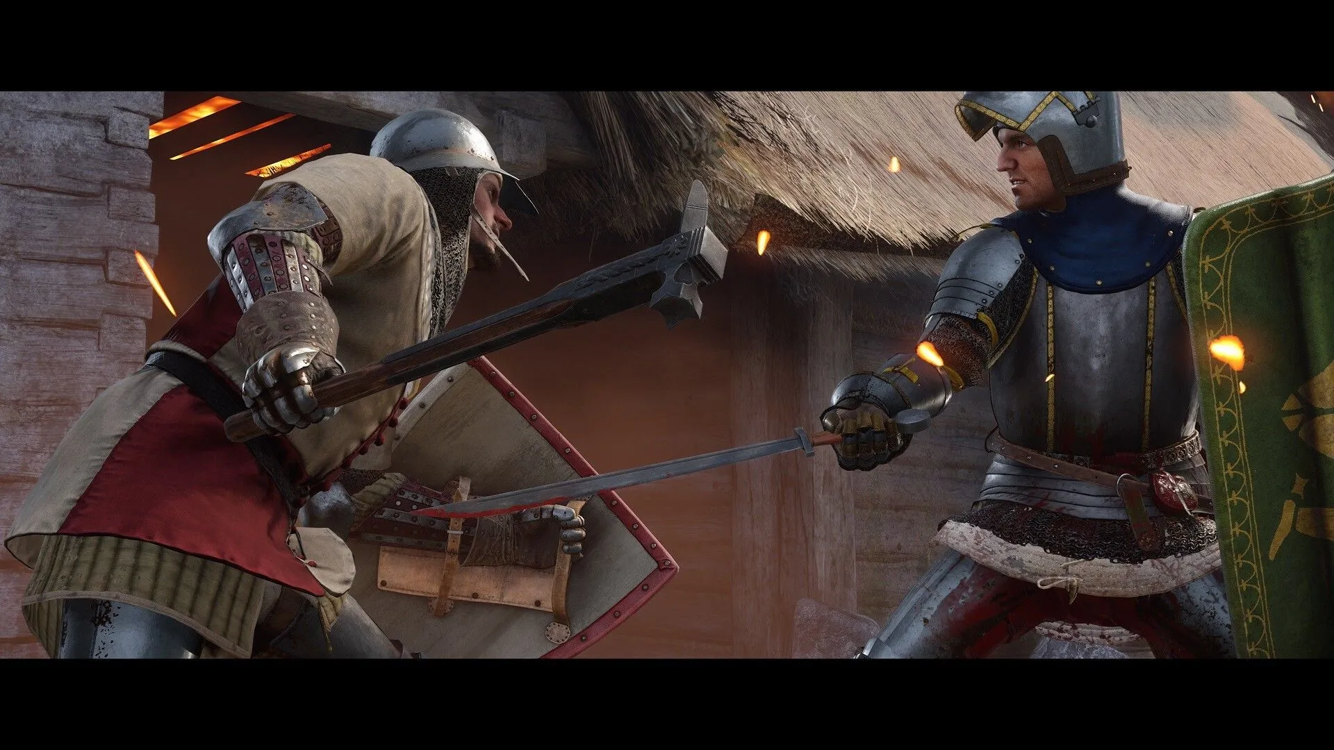 Nhân vật trong áo giáp thời trung cổ chuẩn bị chiến đấu trong Kingdom Come Deliverance II