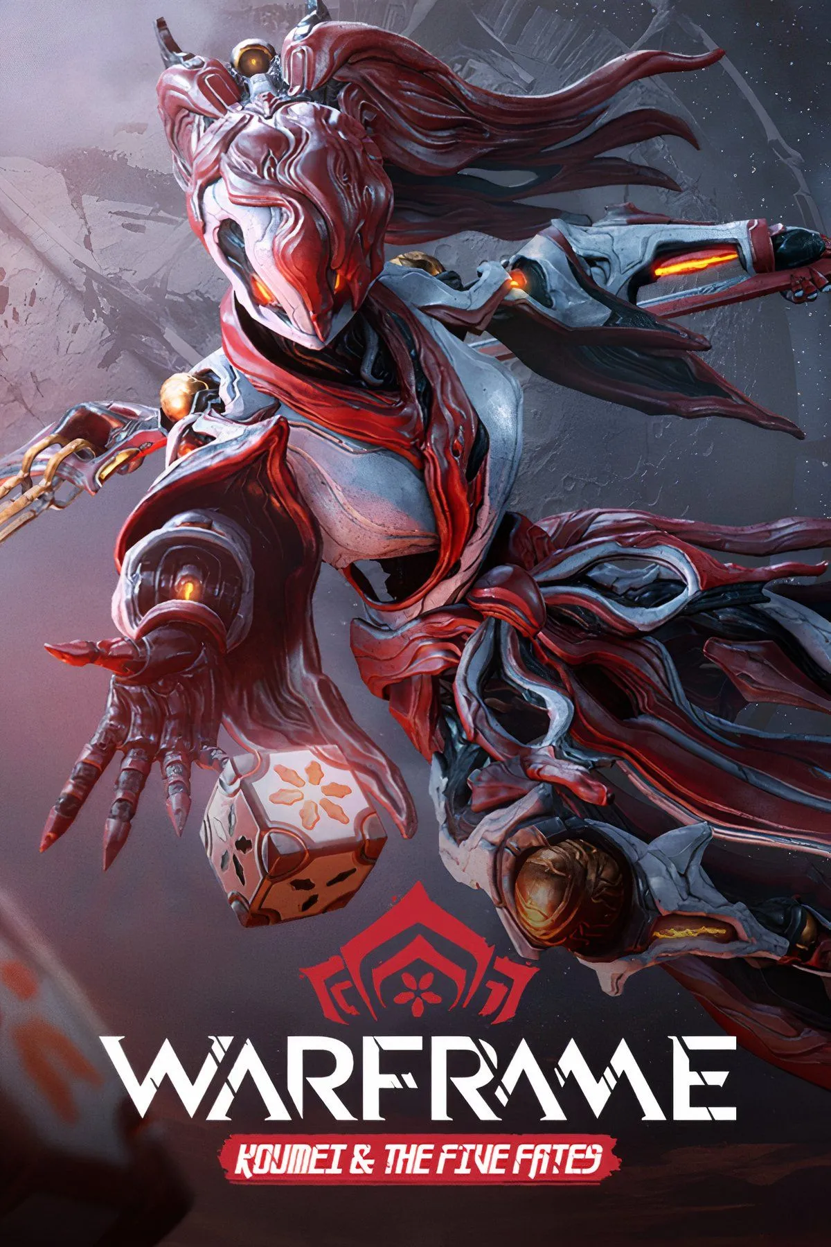 Nhân vật trong Warframe đang di chuyển bằng ván bay K-Drive