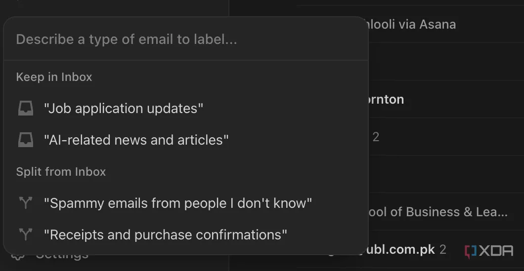 Notion Mail cho phép mô tả và tự động sắp xếp email