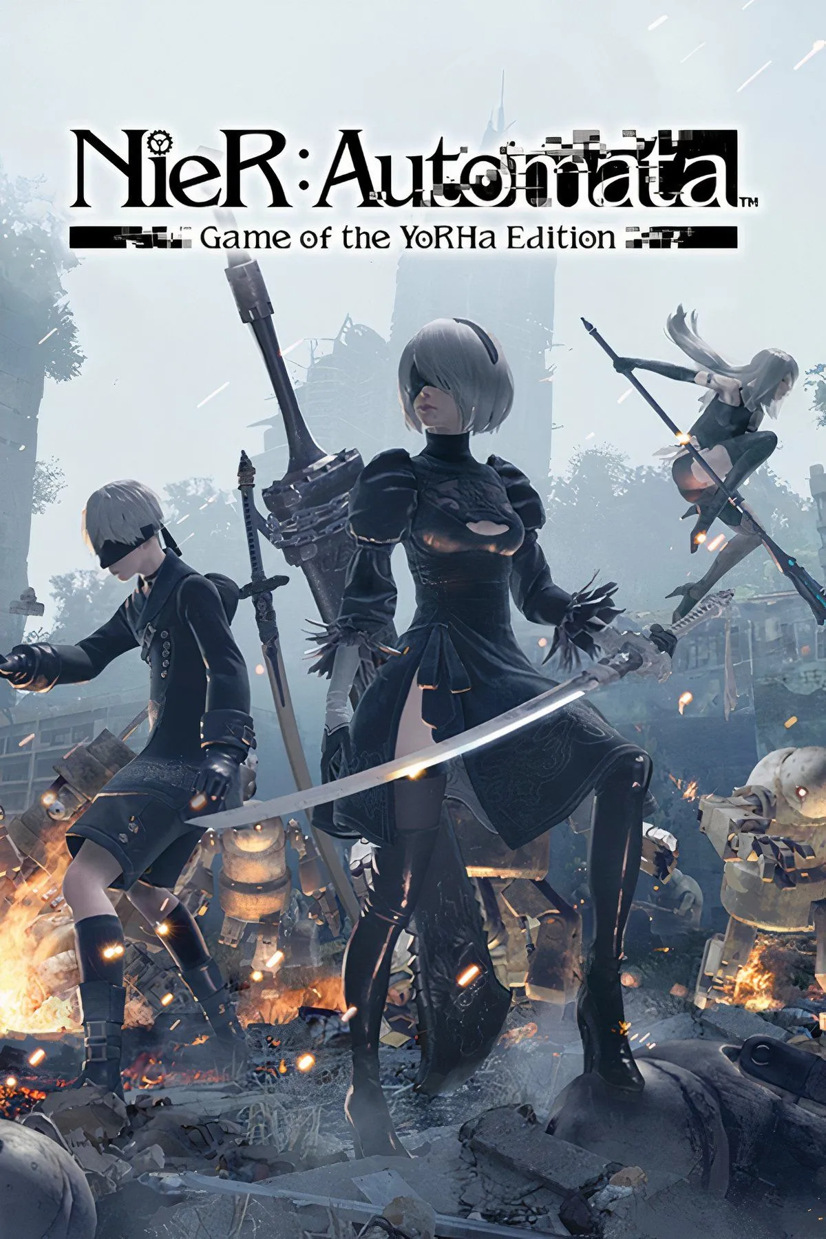 Nữ android 2B trong tư thế chiến đấu, hình ảnh nổi bật của tựa game Nier: Automata.