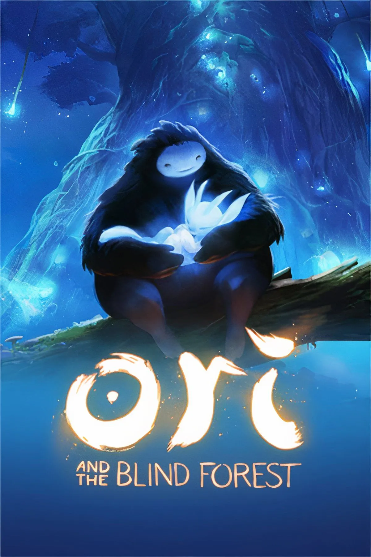 Ori đang bay lượn trong khu rừng Nibel, minh họa đồ họa tuyệt đẹp và hiệu ứng ánh sáng trong Ori and the Blind Forest.