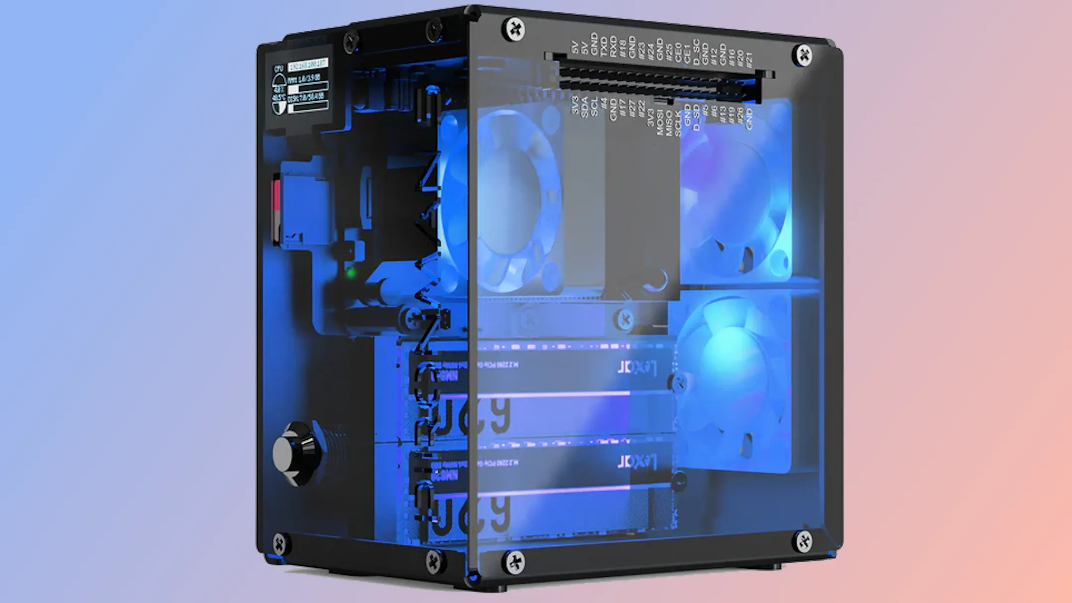 Pironman 5-MAX - Vỏ case Raspberry Pi 5 với thiết kế gaming và màn hình OLED