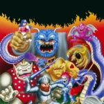 Sir Arthur chiến đấu với quái vật trong lâu đài ở game Ghosts 'n Goblins cổ điển.