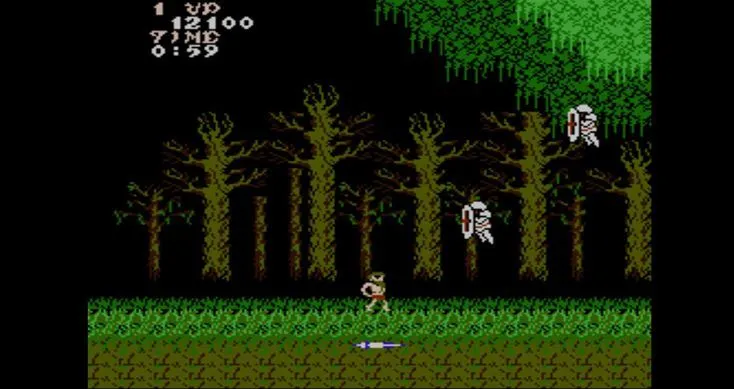 Sir Arthur đối mặt với đàn quái vật trong một màn chơi khó của Ghosts 'n Goblins.